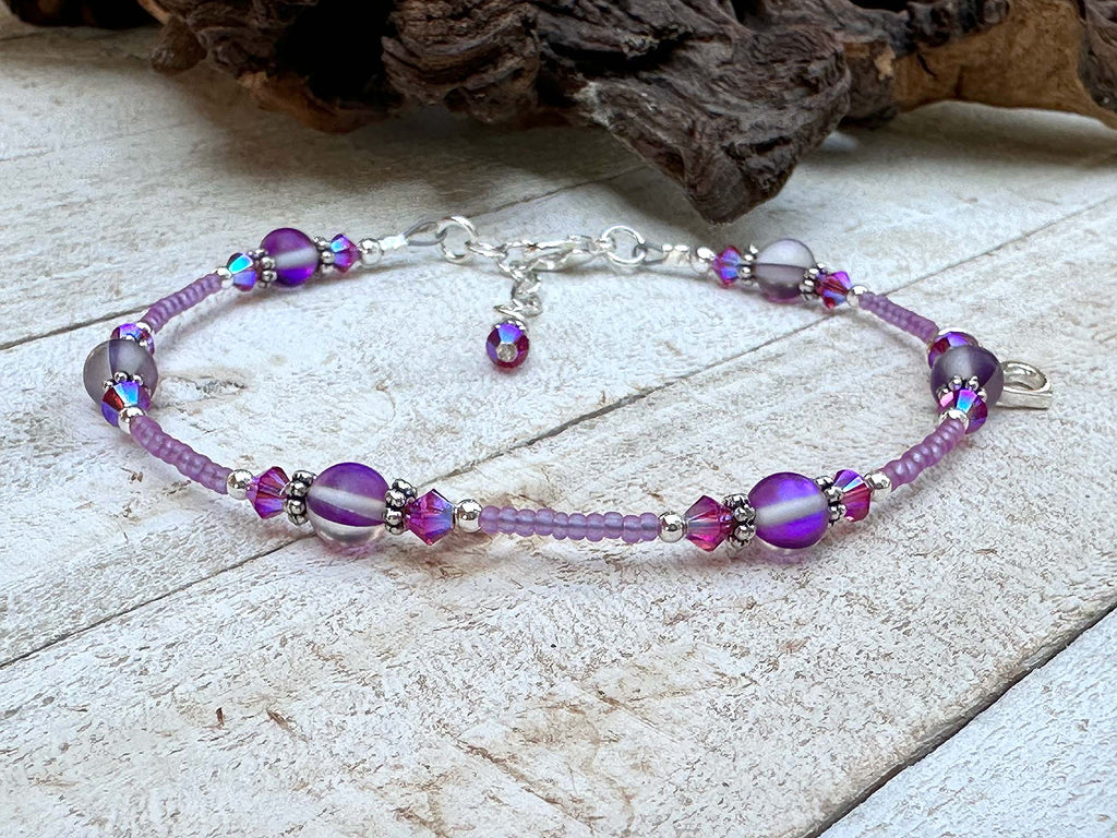 purple beaded anklet