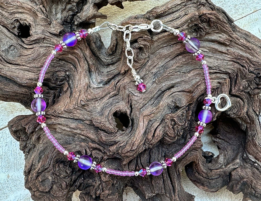 purple beaded anklet
