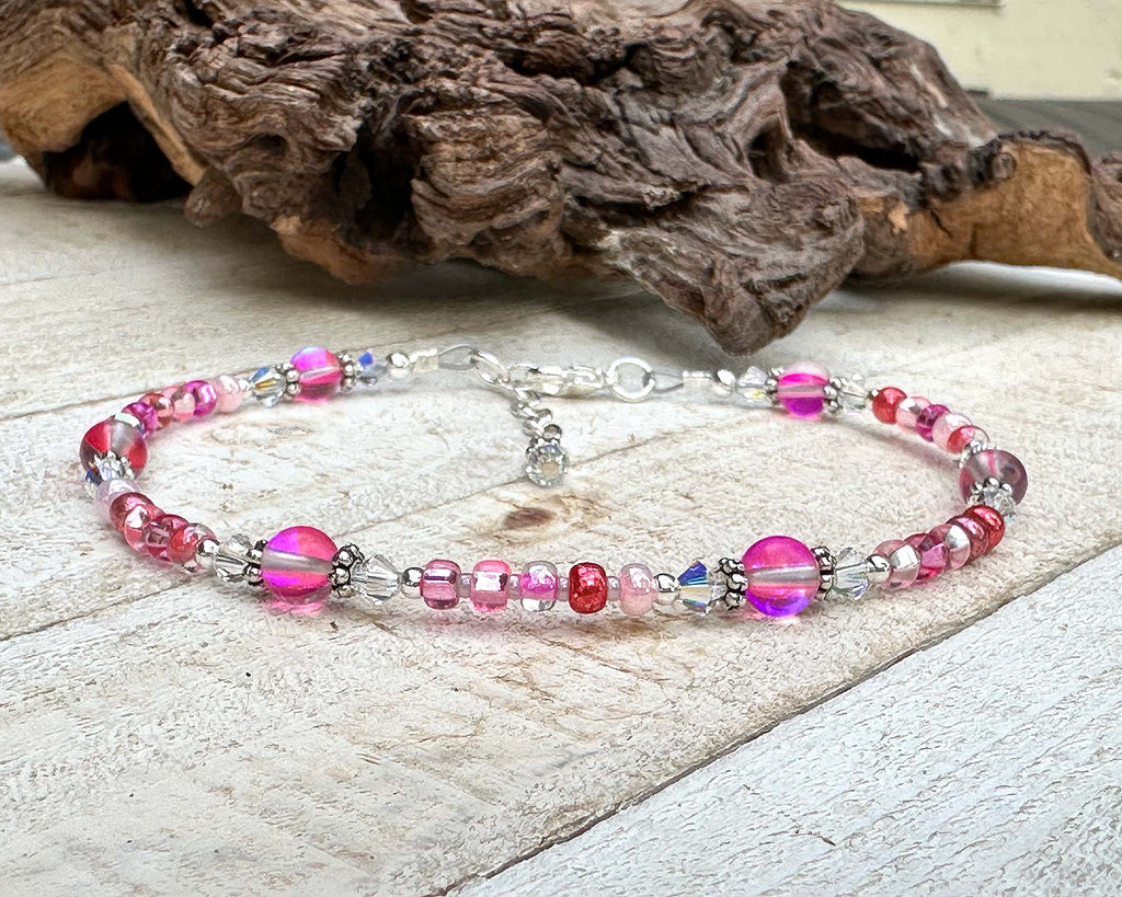pink beaded anklet