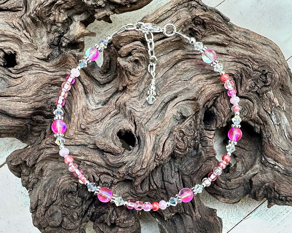 pink beaded anklet