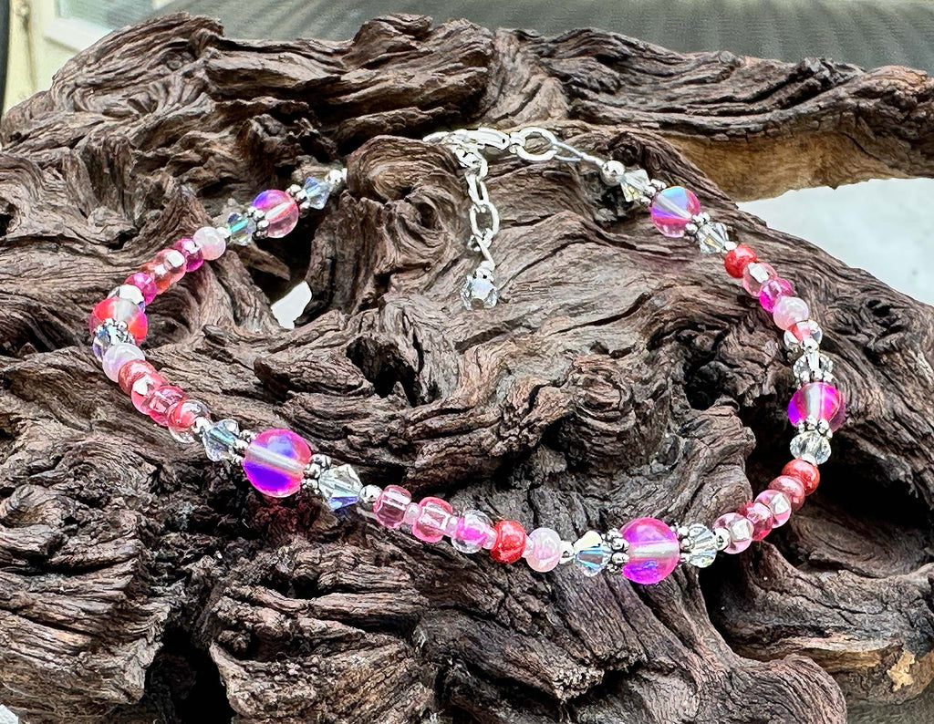 pink beaded anklet