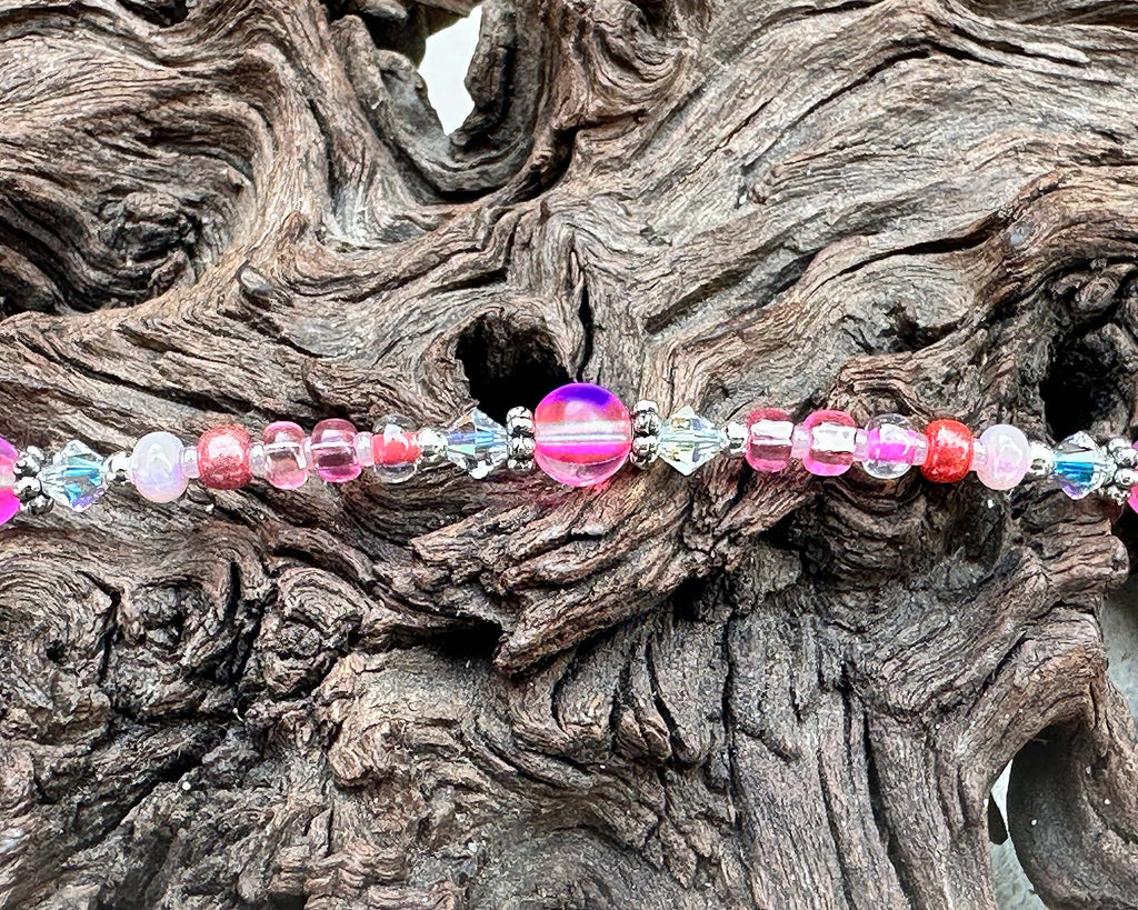 pink beaded anklet