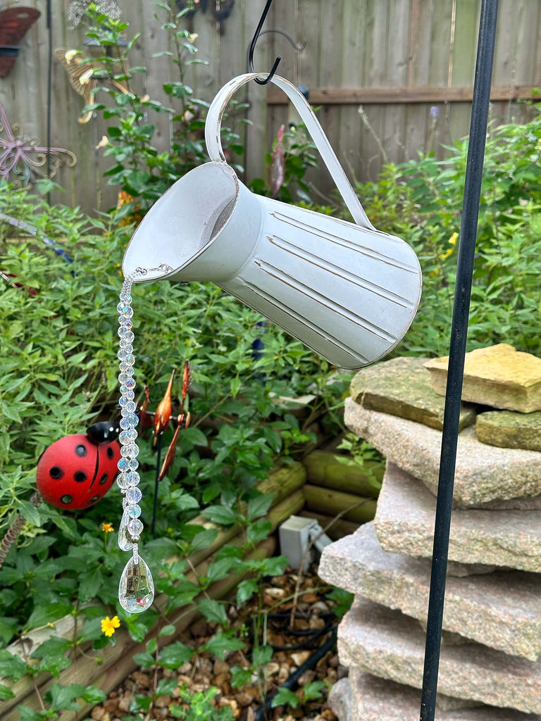 pouring crystals garden art