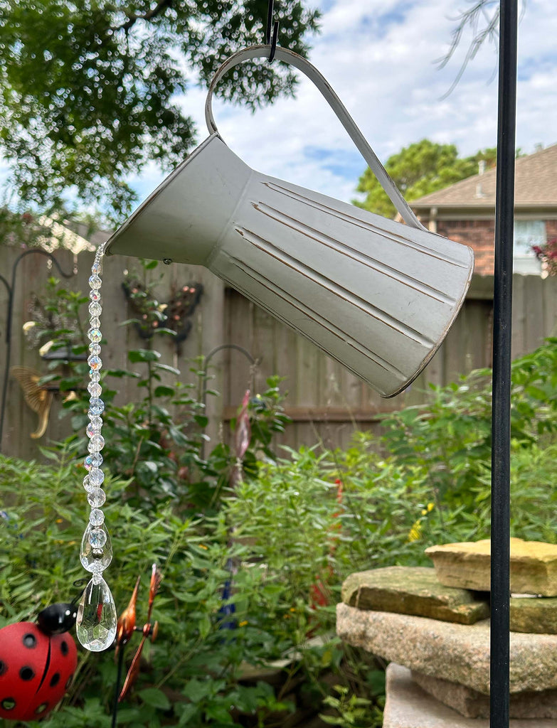 pouring crystals garden art