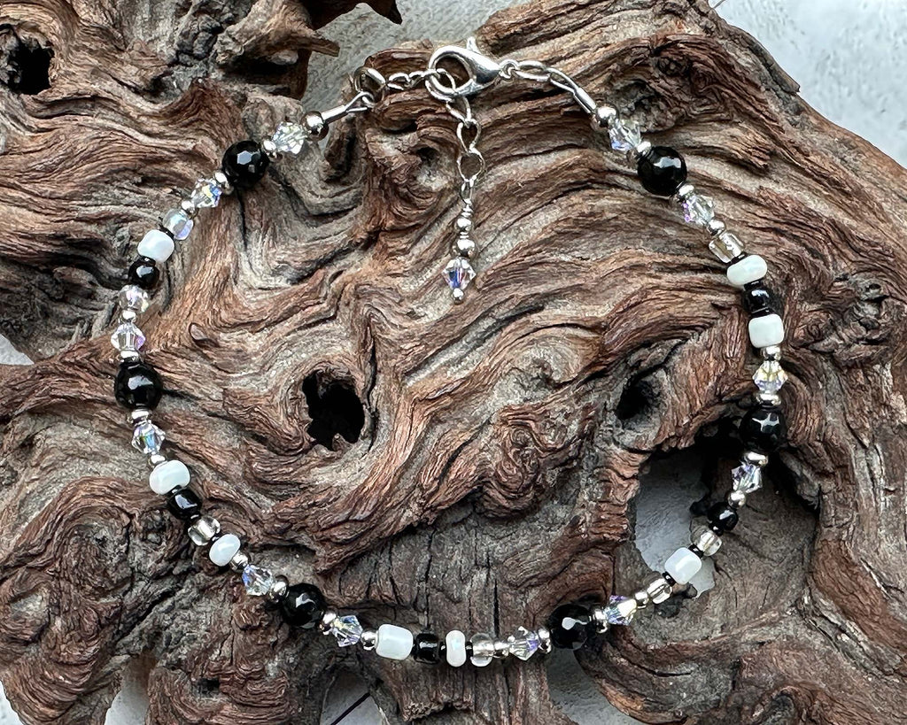 black gemstone anklet