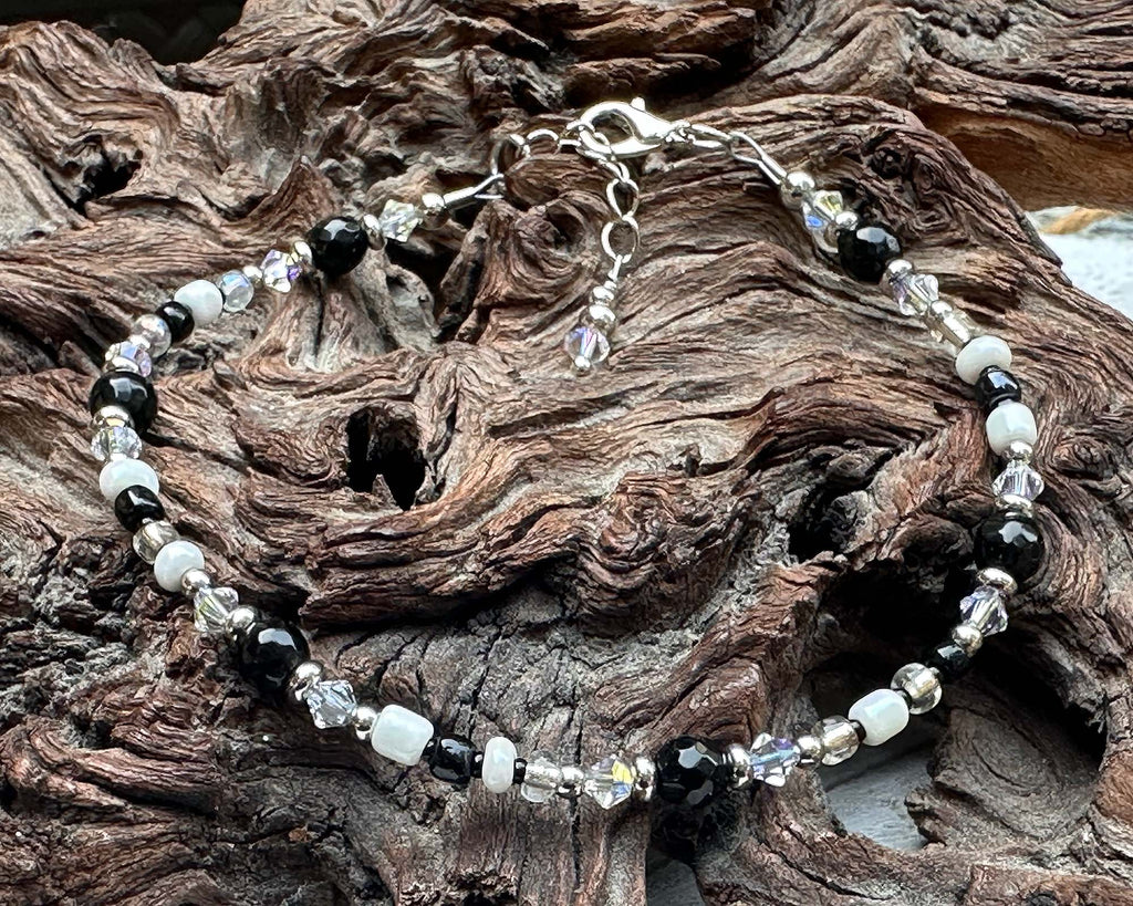 black gemstone anklet