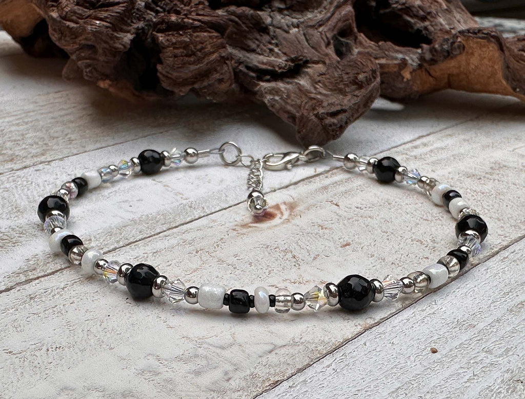 black gemstone anklet