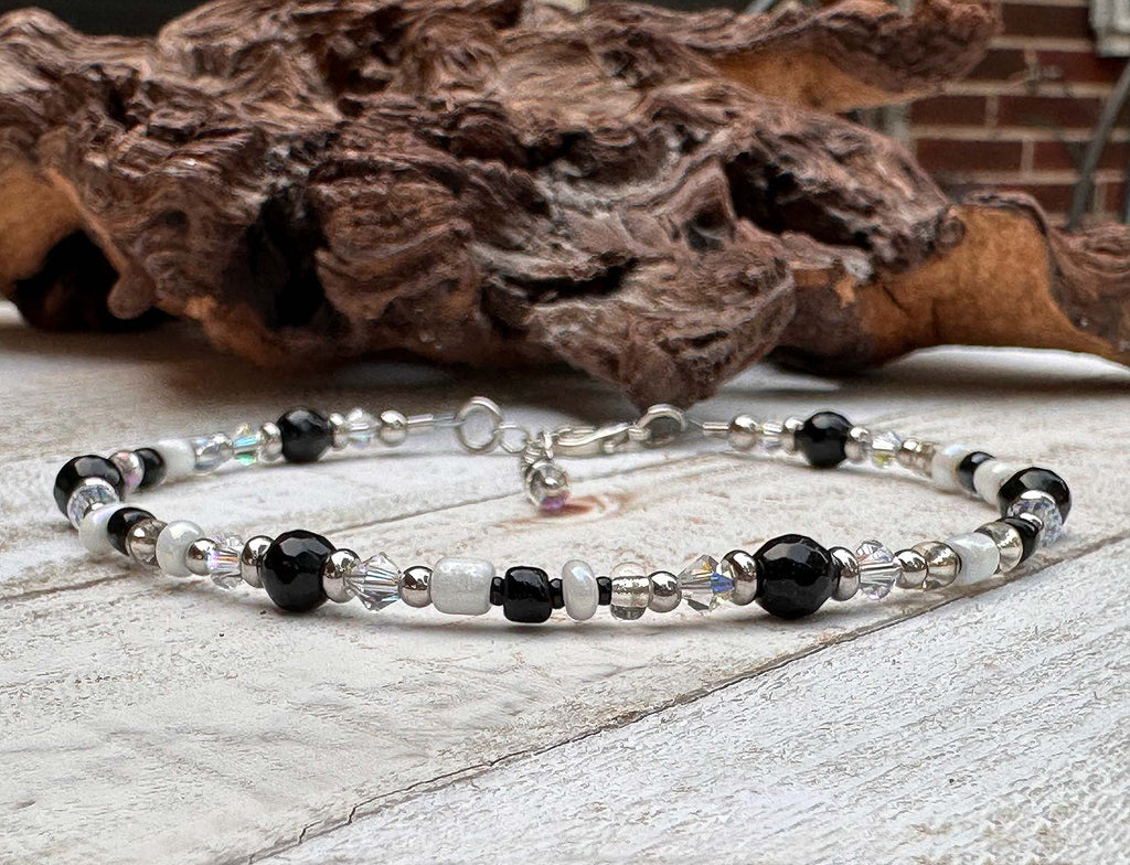 black gemstone anklet