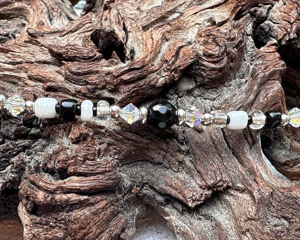 black gemstone anklet