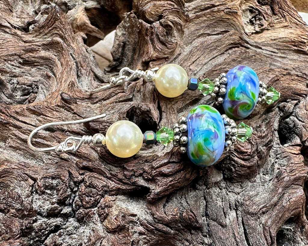 blue lampwork earrings