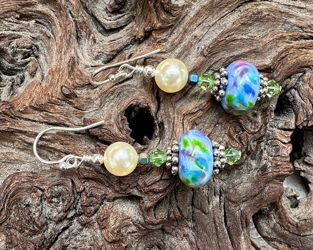 blue lampwork earrings