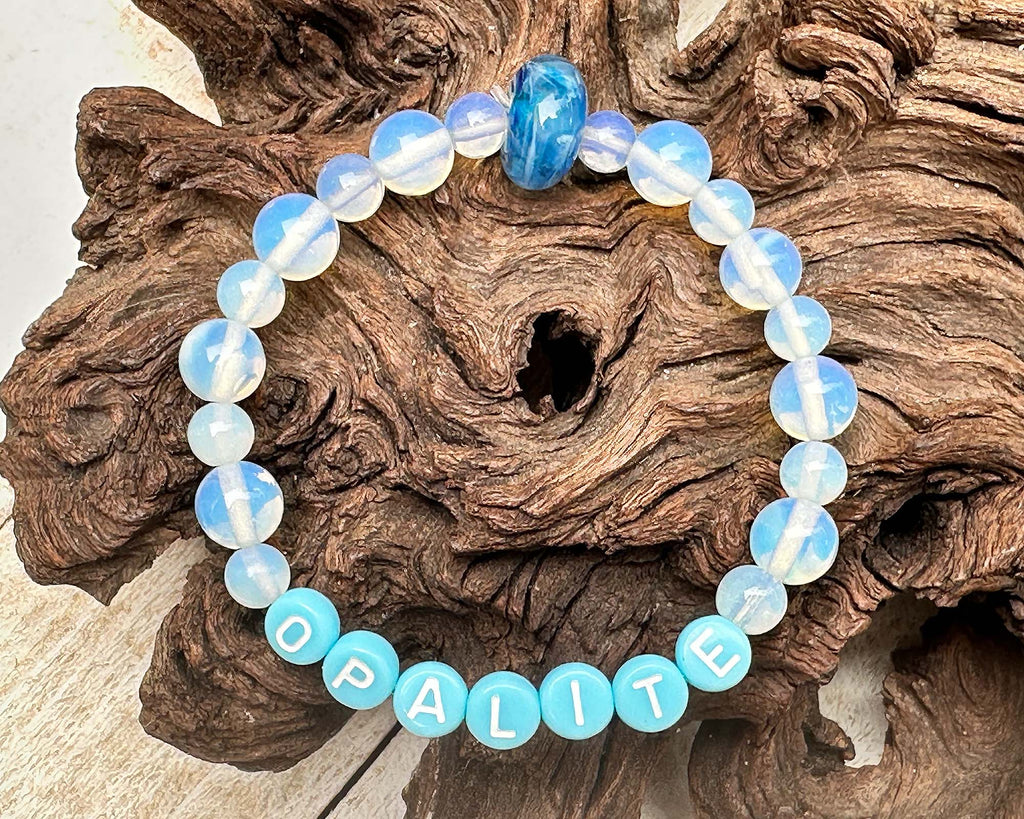 opalite gemstone lampwork bracelet