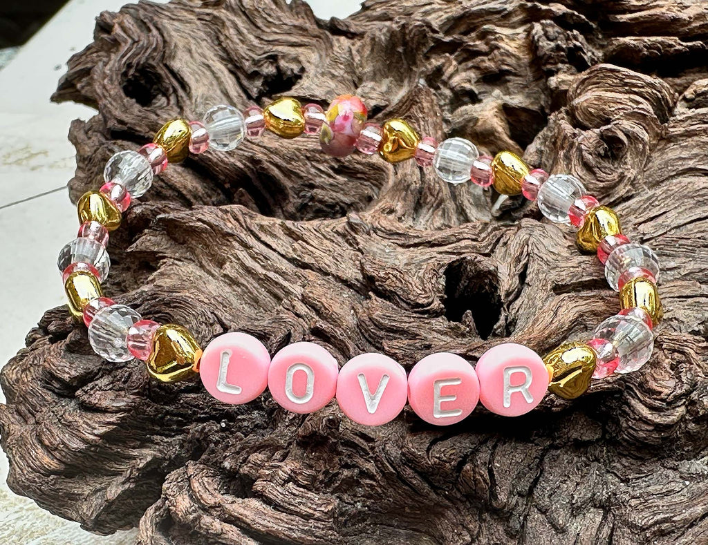 pink lampwork bracelet