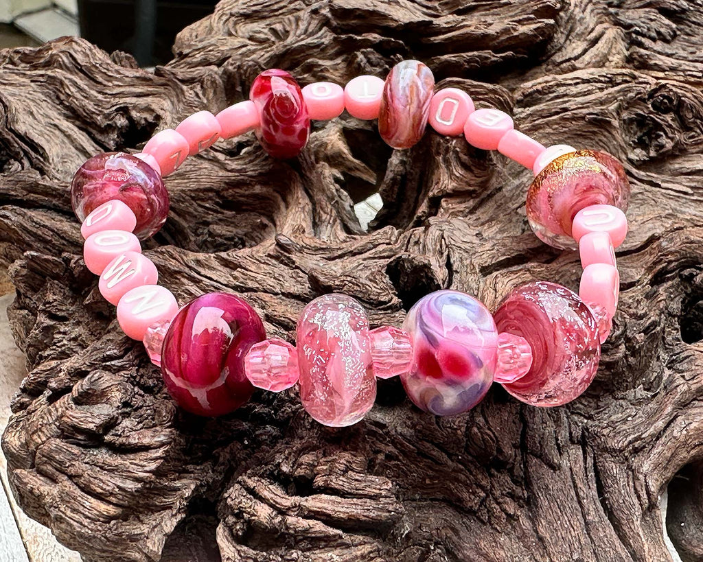 pink lampwork bracelet