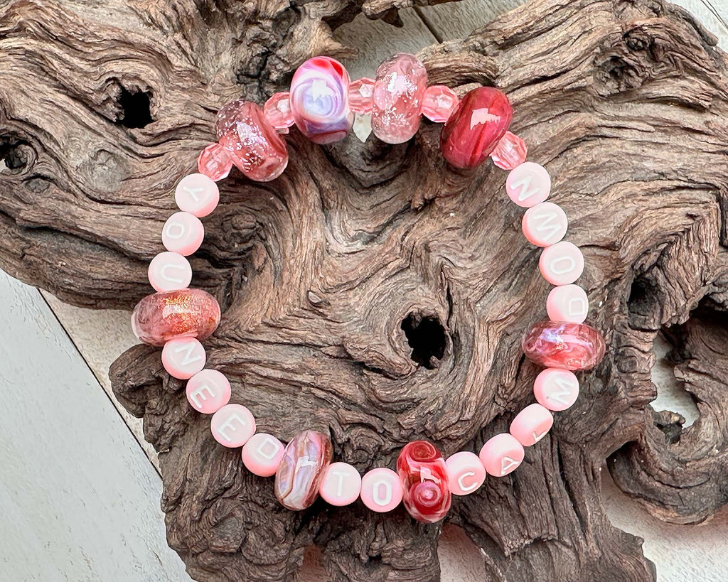 pink lampwork bracelet