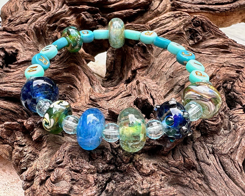 blue lampwork bracelet