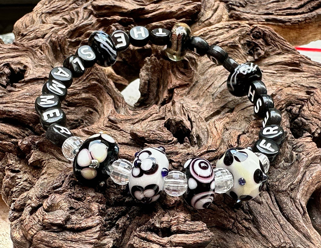 black and white lampwork bracelet
