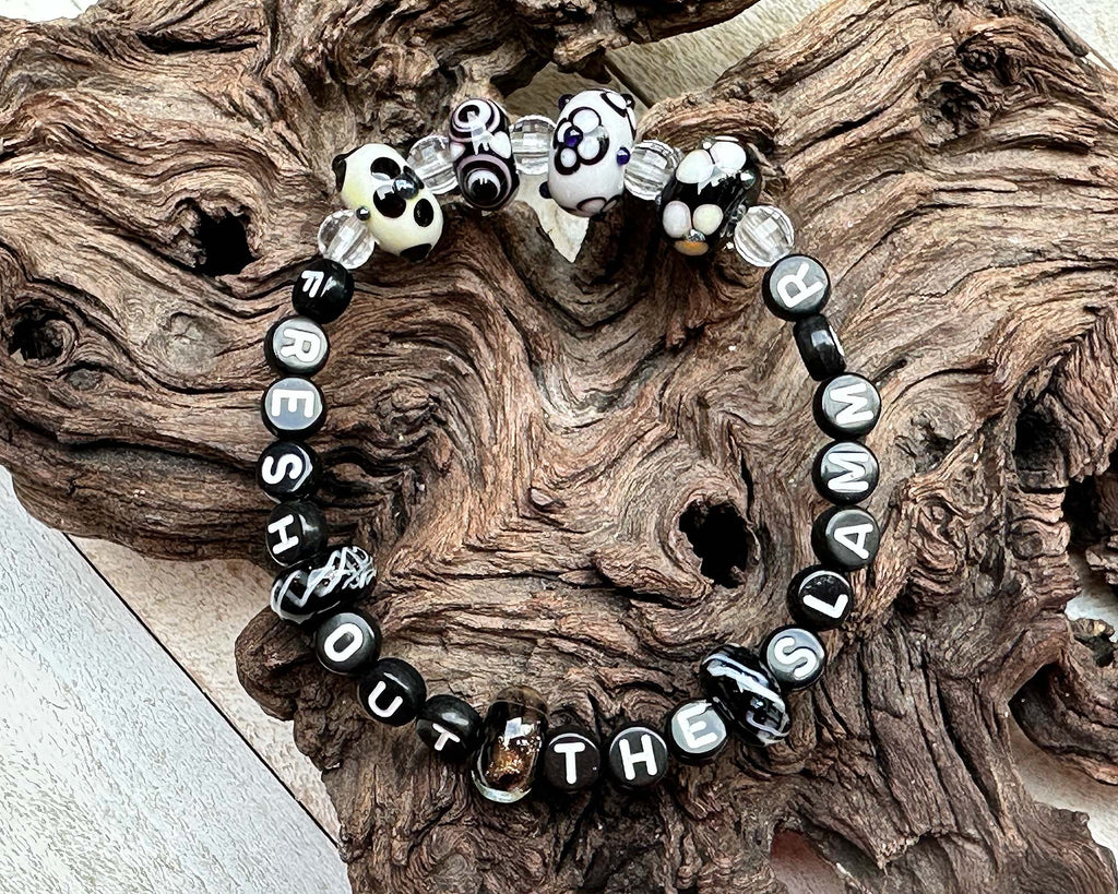 black and white lampwork bracelet