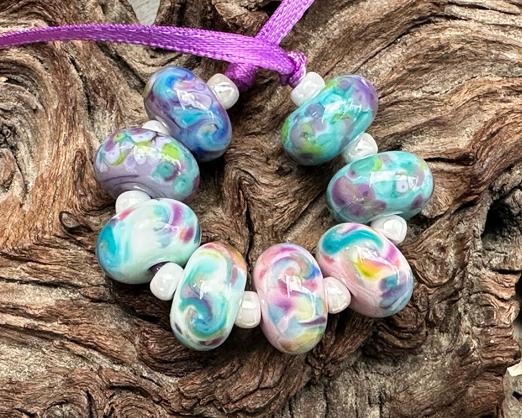 pastel lampwork beads