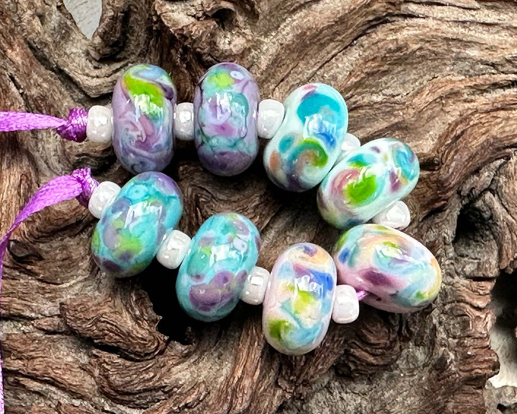 pastel lampwork beads