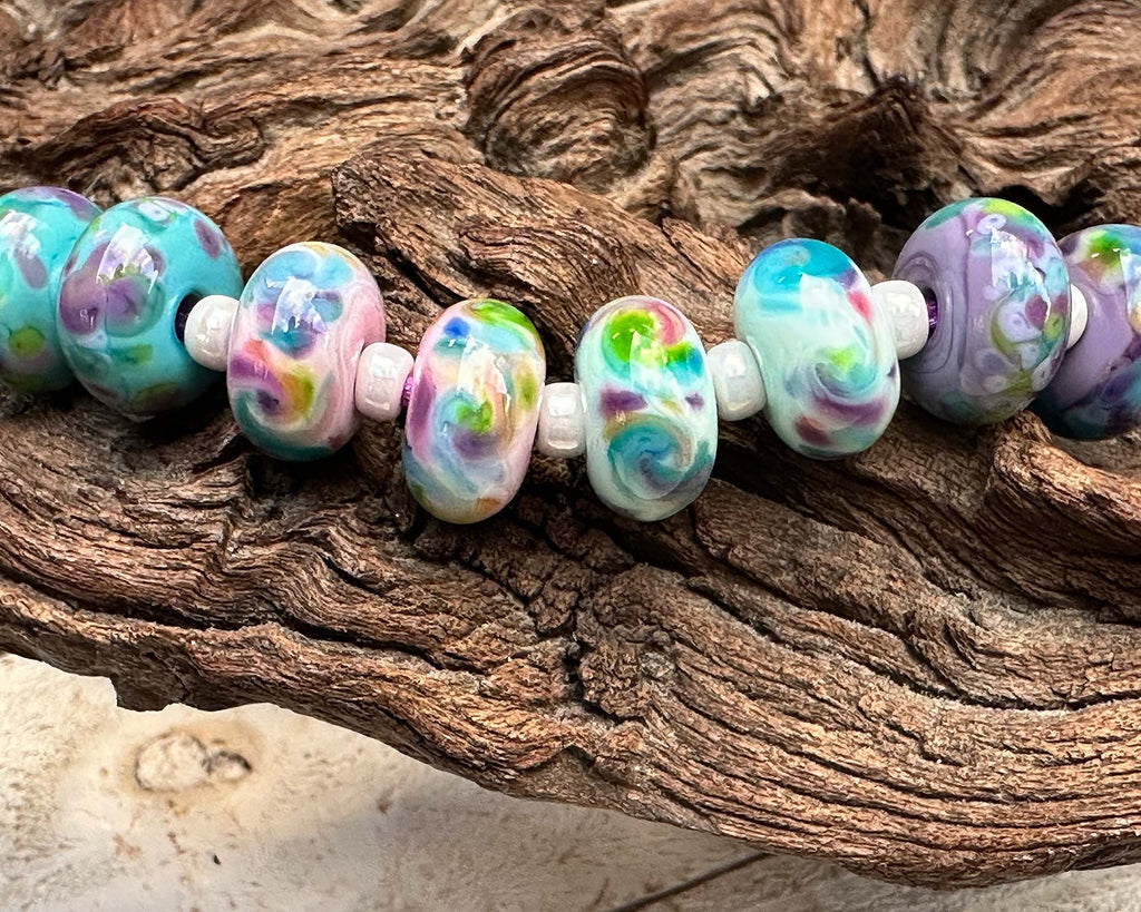 pastel lampwork beads