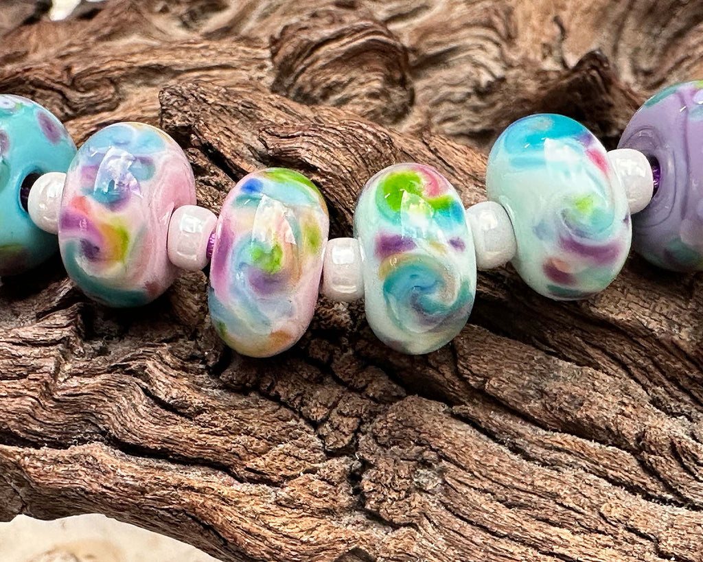 pastel lampwork beads