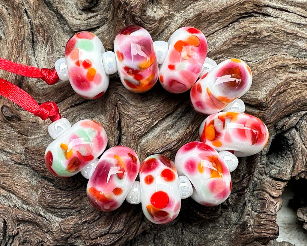 red lampwork beads