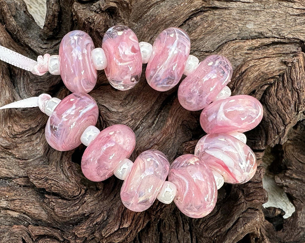 pink lampwork beads