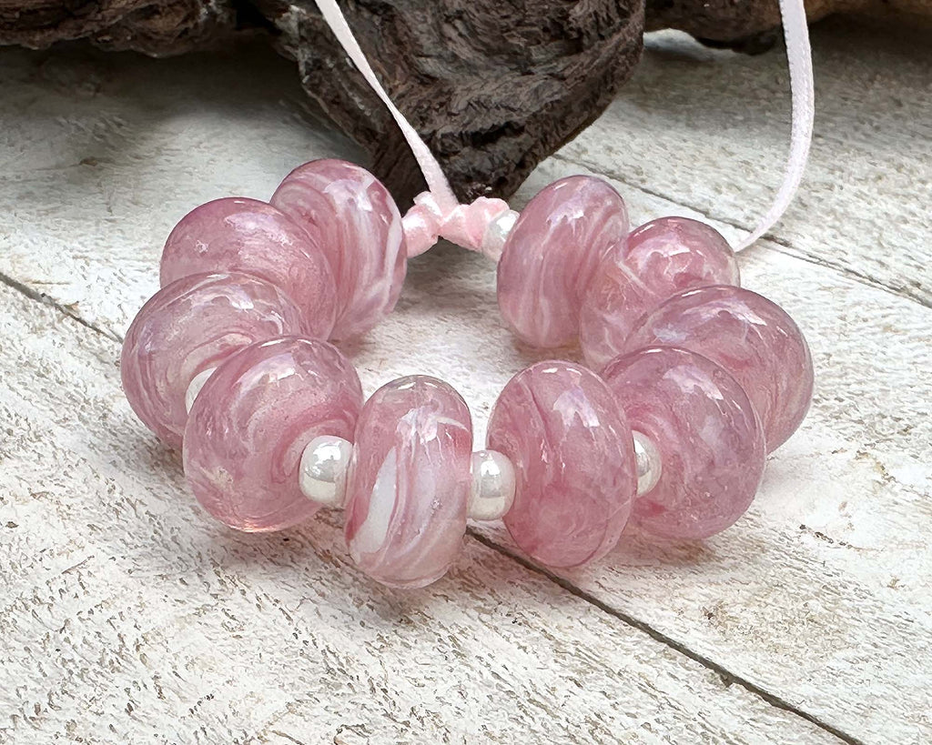 pink lampwork beads