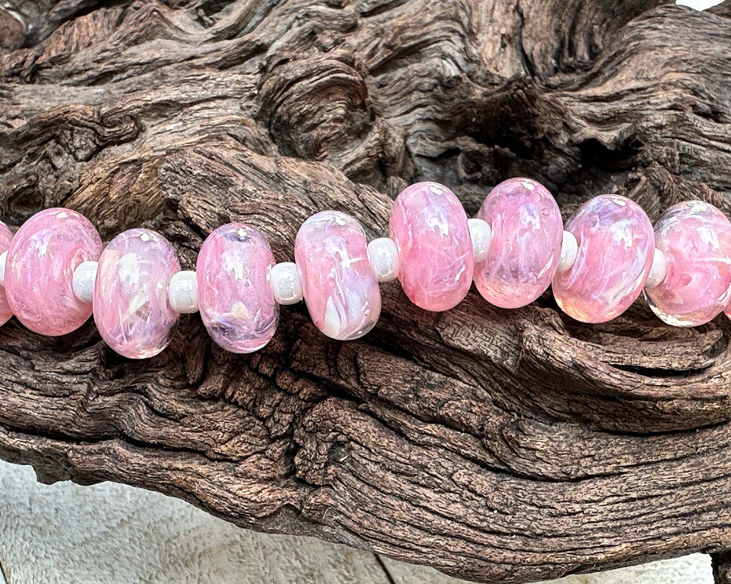 pink lampwork beads