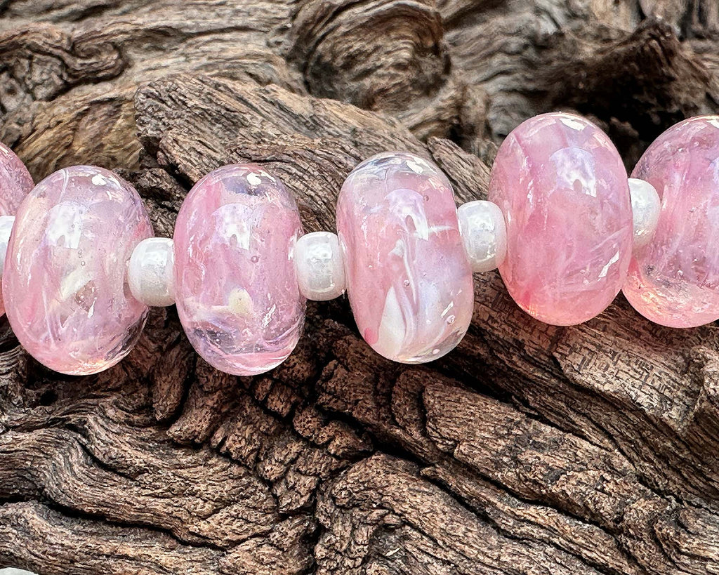 pink lampwork beads