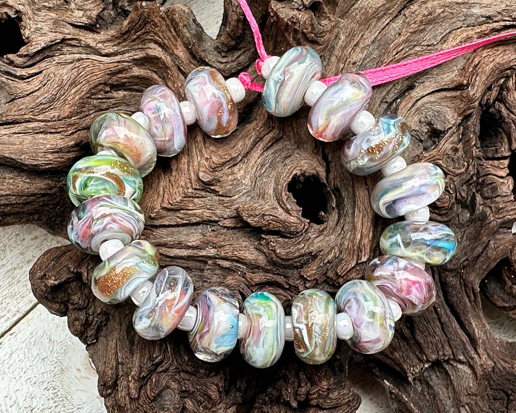 rainbow lampwork beads