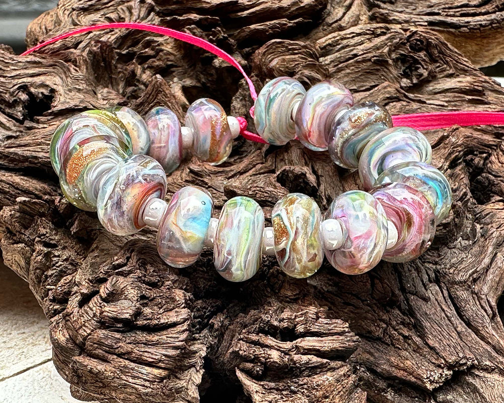 rainbow lampwork beads