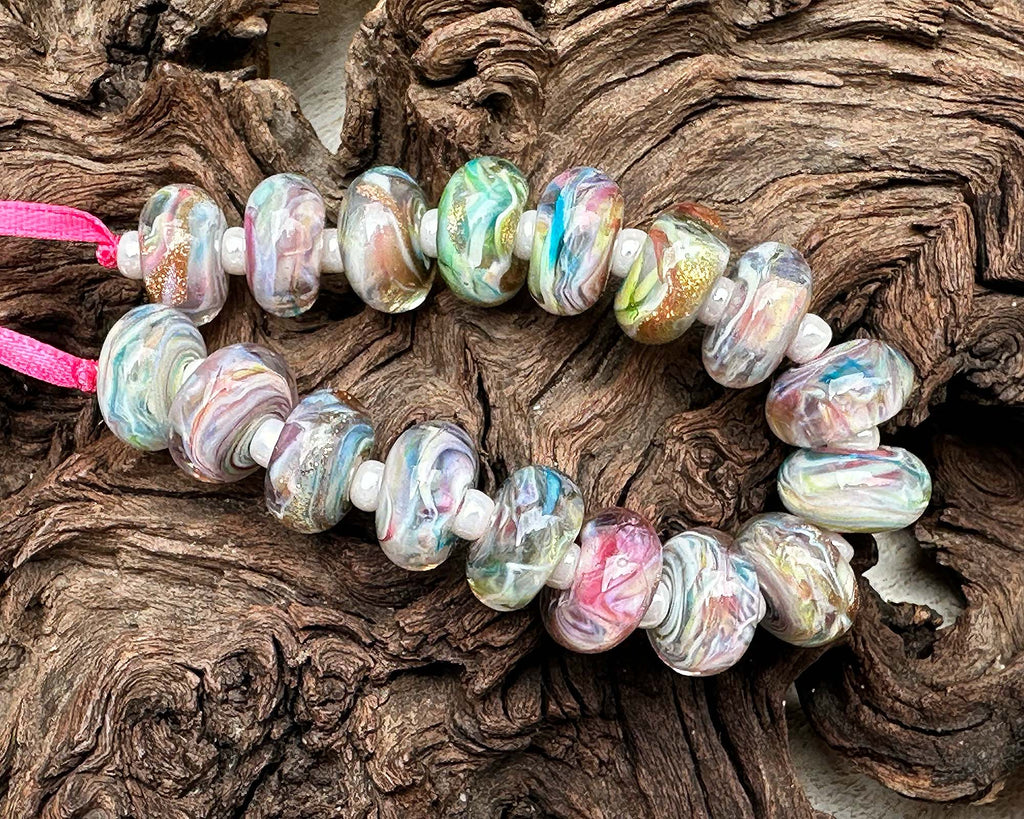 rainbow lampwork beads