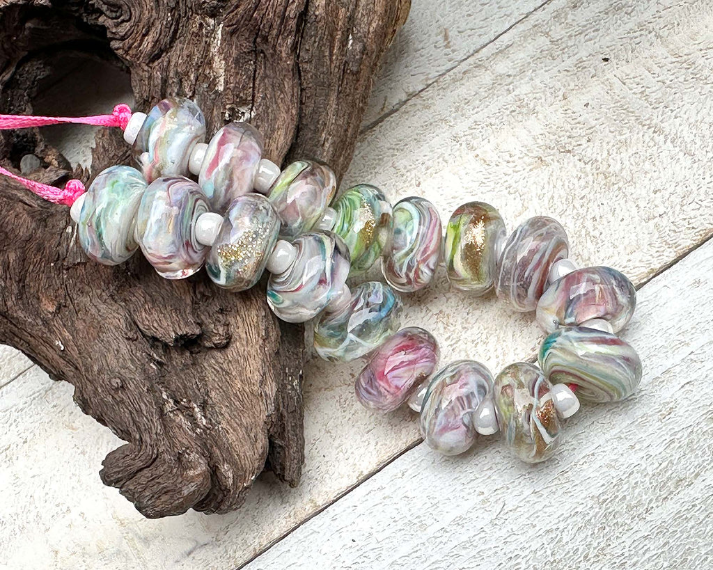rainbow lampwork beads