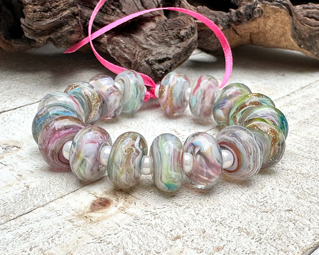 rainbow lampwork beads