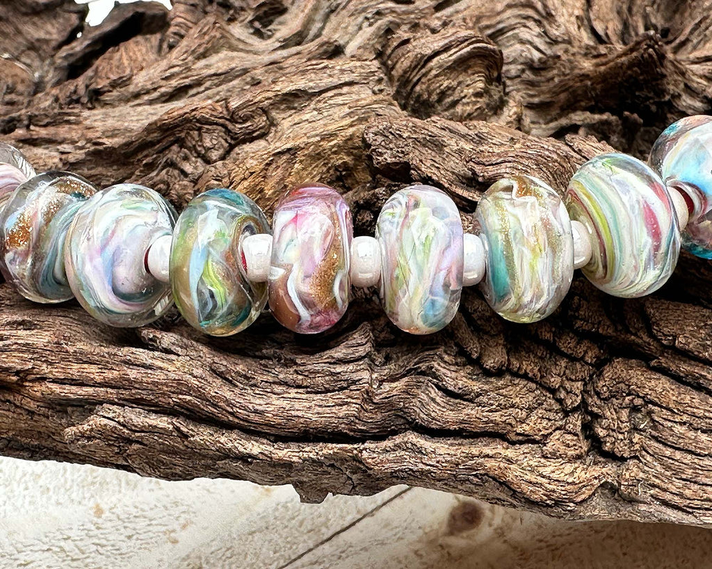 rainbow lampwork beads