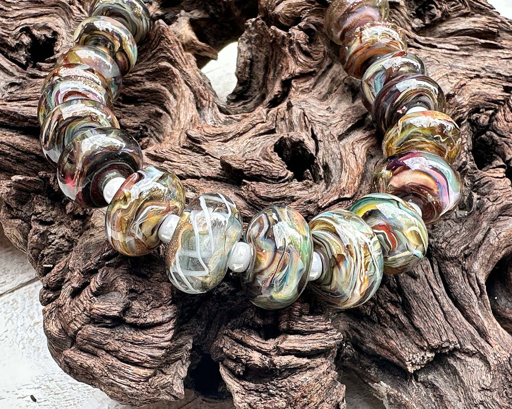 brown lampwork beads