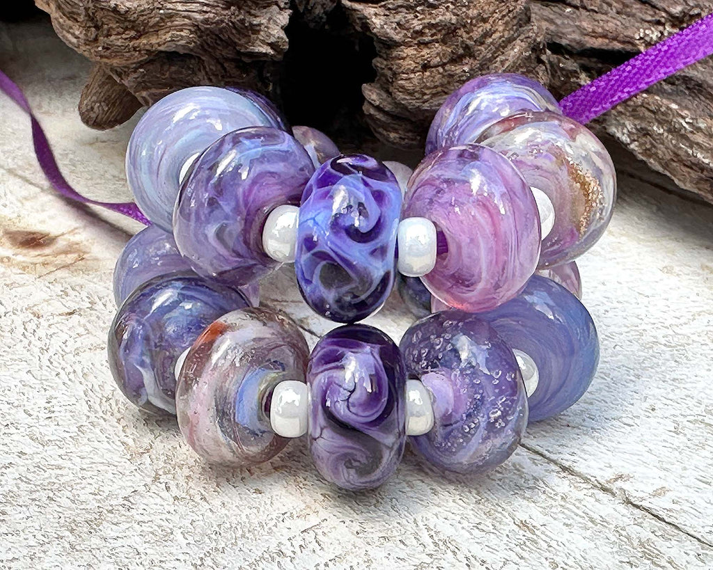 purple lampwork beads