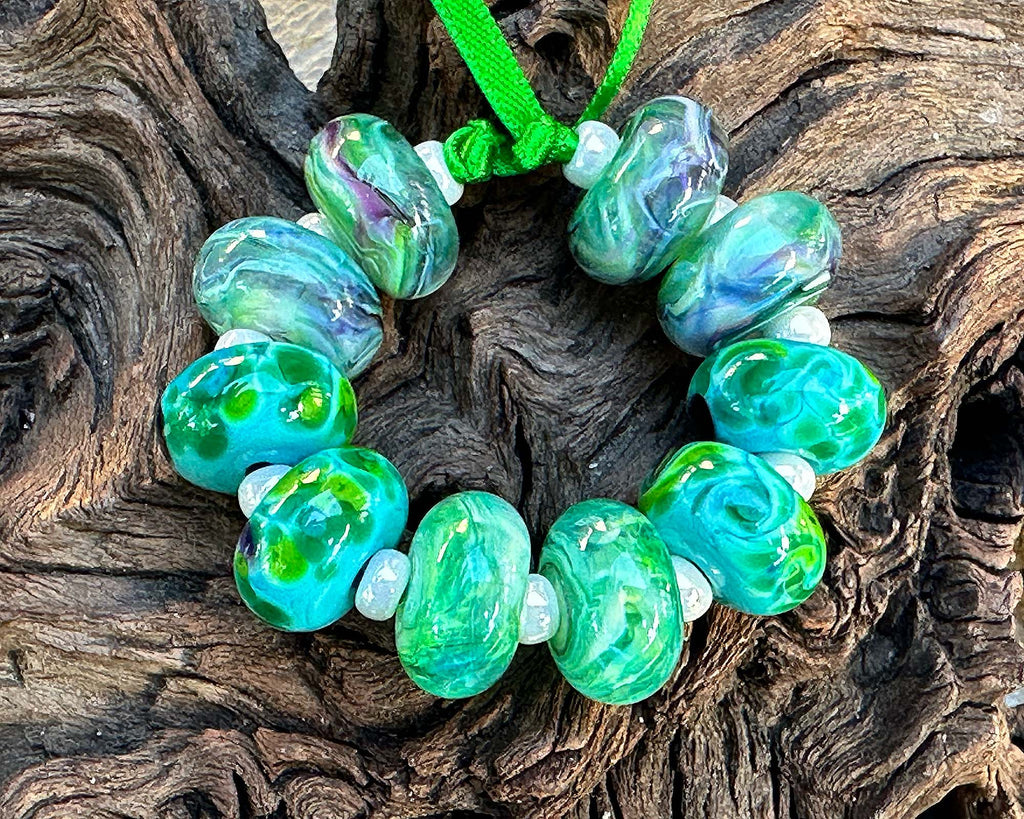blue lampwork beads