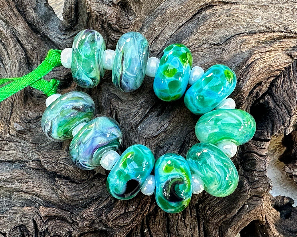 blue lampwork beads