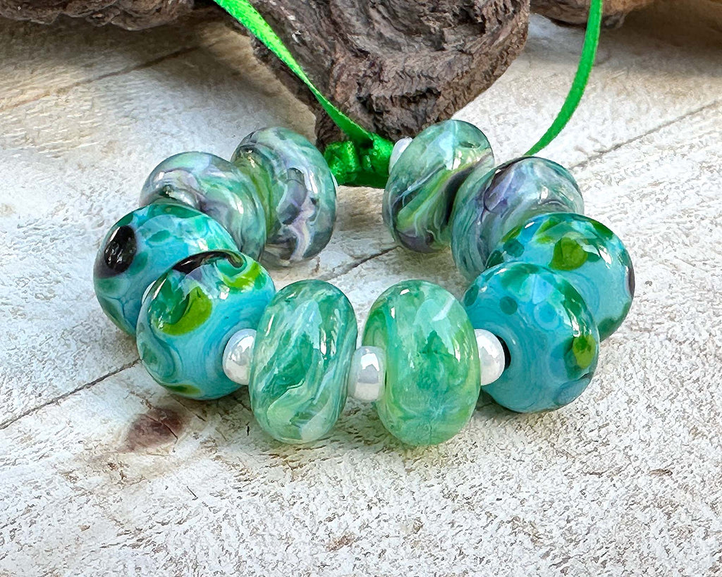 blue lampwork beads