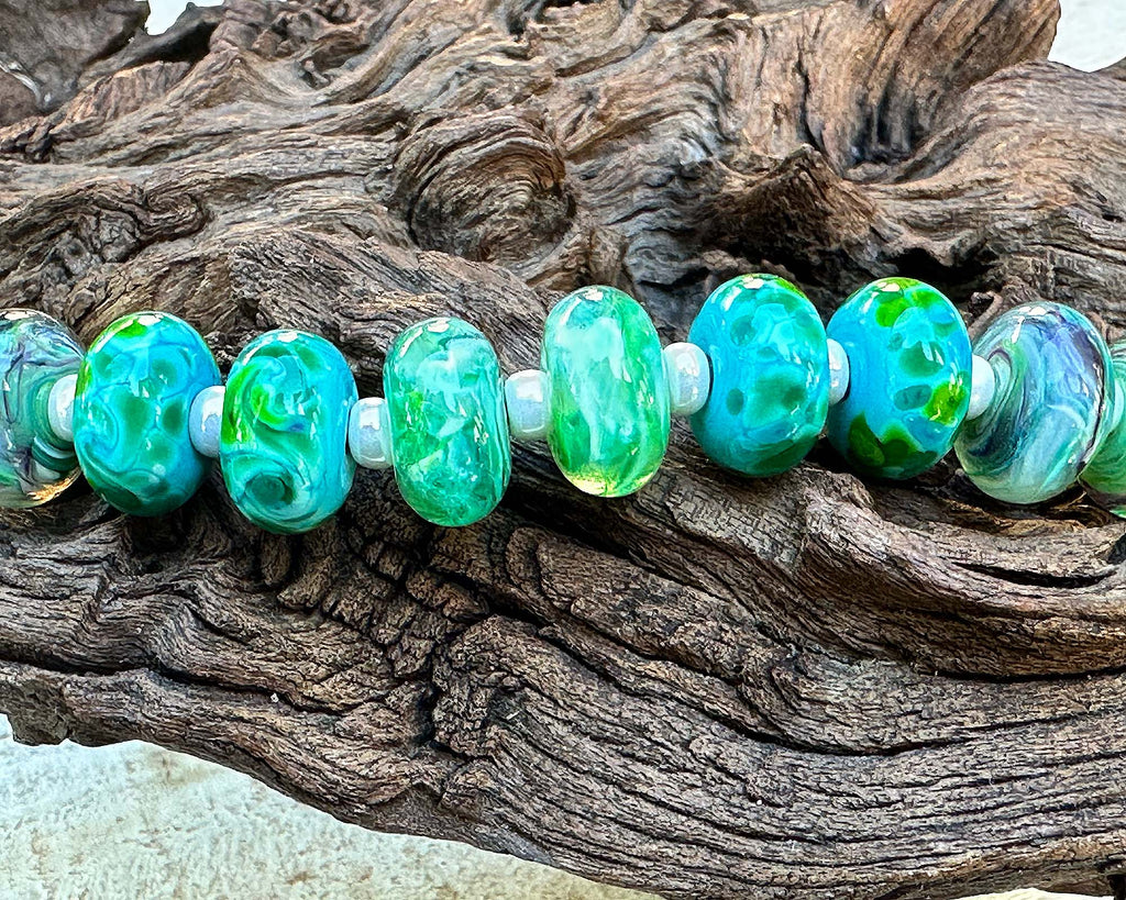 blue lampwork beads