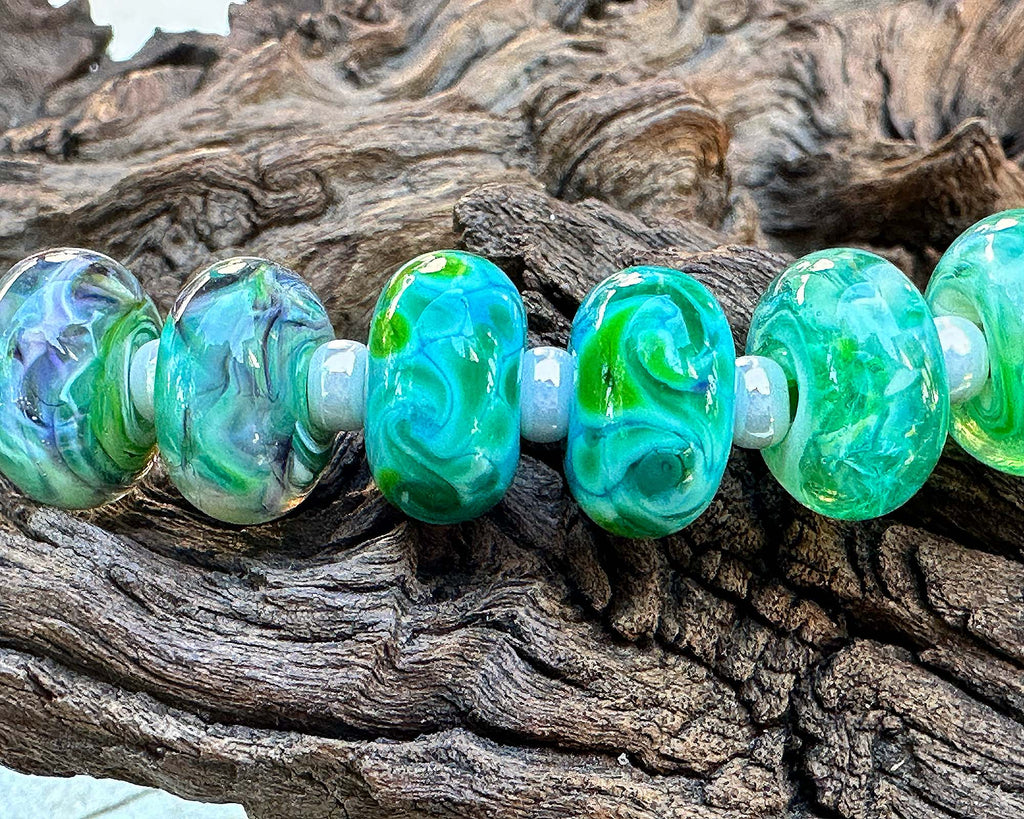 blue lampwork beads