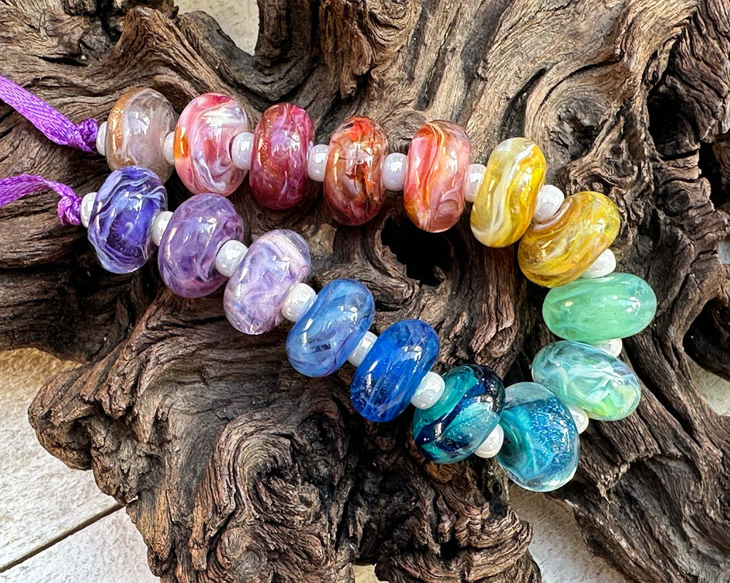 rainbow lampwork beads
