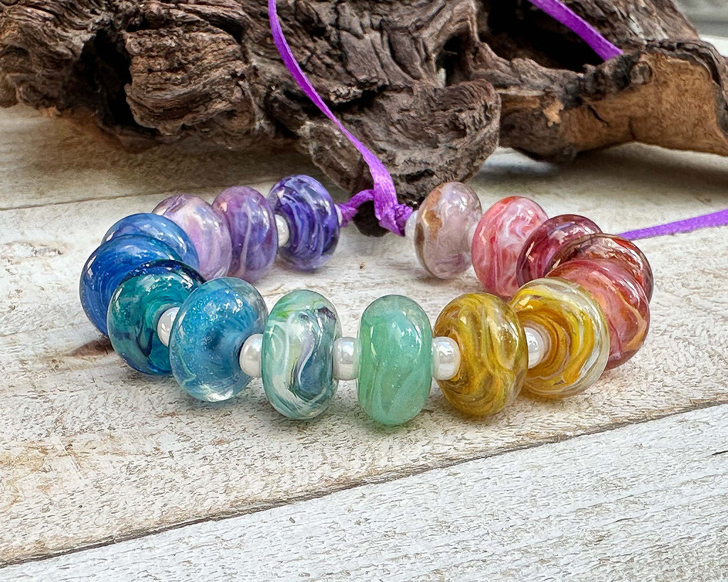 rainbow lampwork beads