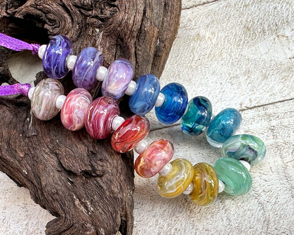 rainbow lampwork beads
