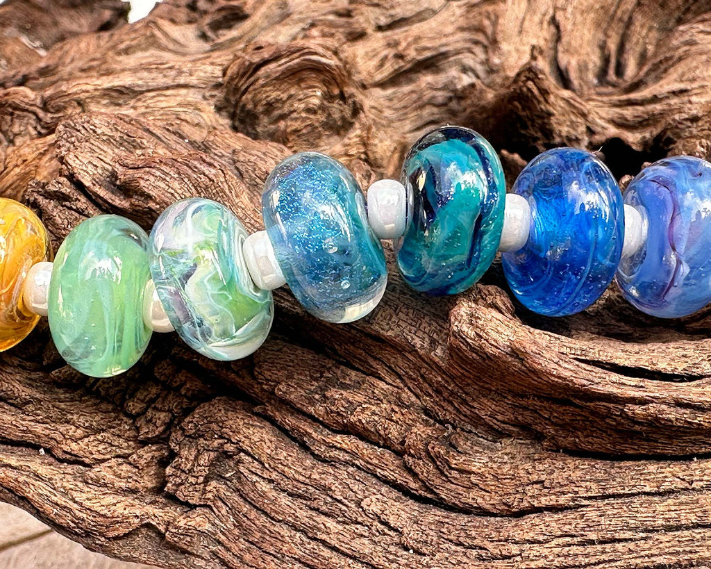 rainbow lampwork beads