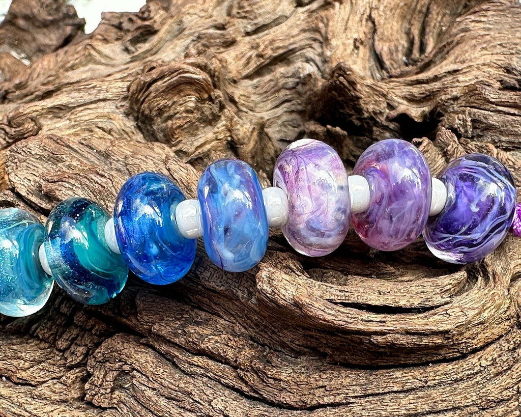 rainbow lampwork beads