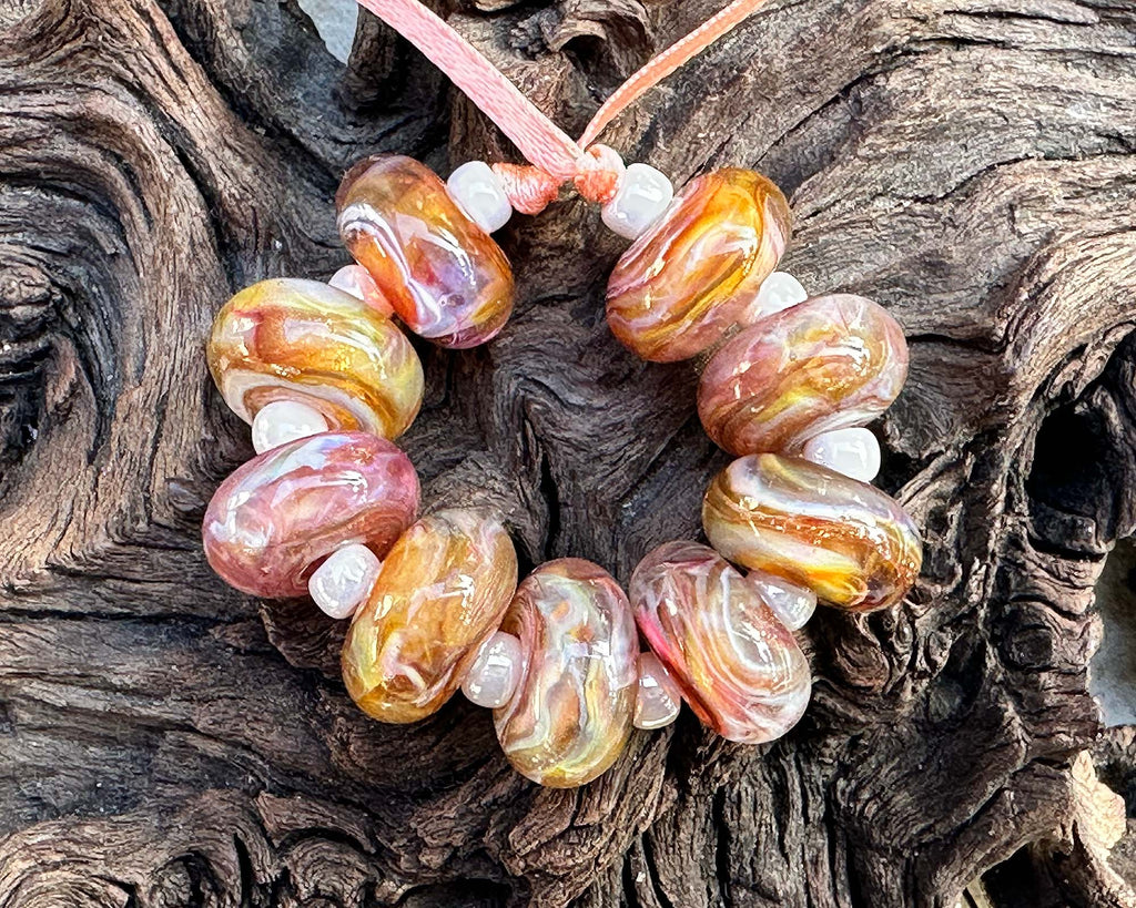 peach lampwork beads